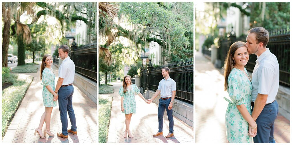 strolling the streets of downtown savannah for this engagement session