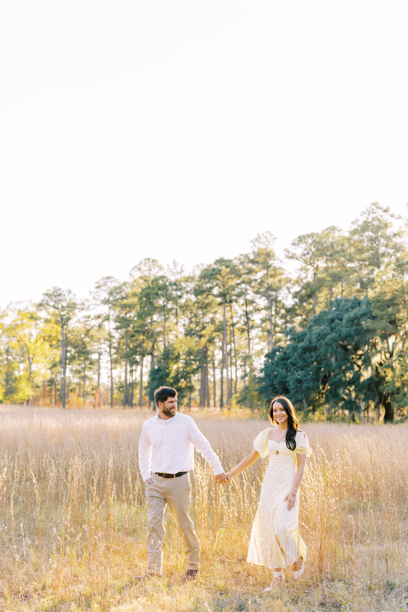 Engaged couple taking photos in stunning Beaufort SC by Madison Sapp photography